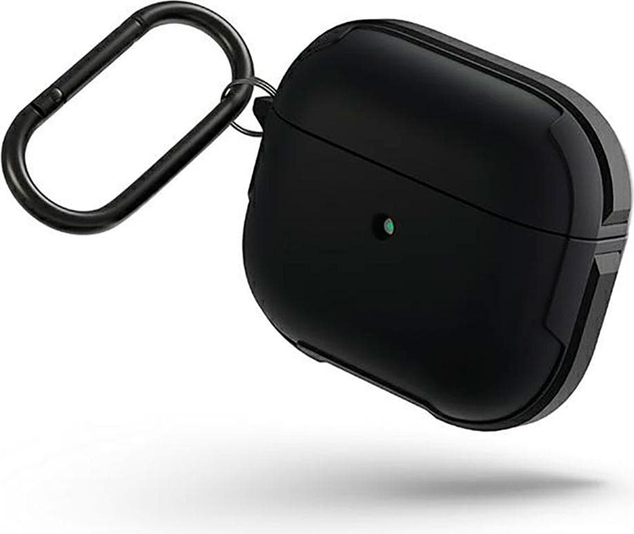 Хибриден удароустойчив кейс с карабинер за Apple Airpods 3 - Uniq AirPods 3 Valencia Rugged Case (черен)