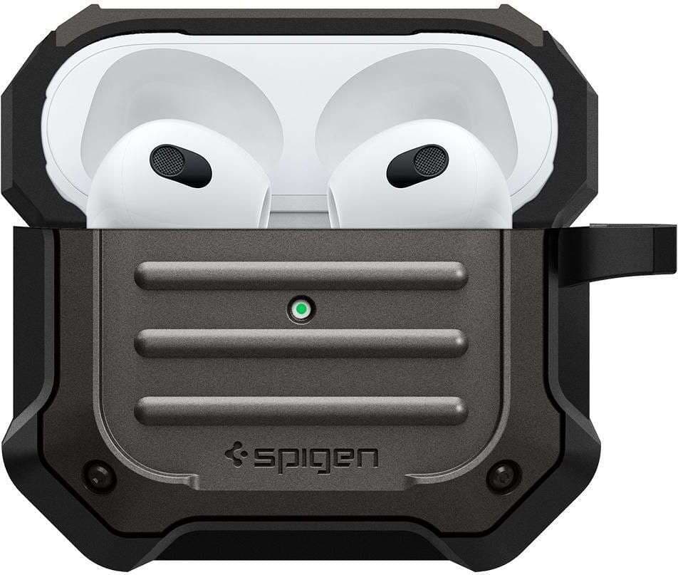 Хибриден удароустойчив кейс с карабинер за Apple AirPods 3 - Spigen AirPods 3 Tough Armor Case (тъмносив)