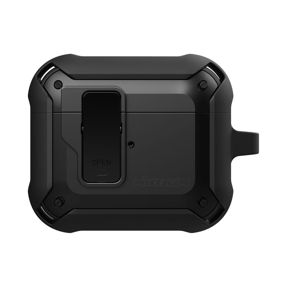 Удароустойчив кейс с карабинер за Apple AirPods 3 - Nillkin Bounce Case AirPods 3 (черен)