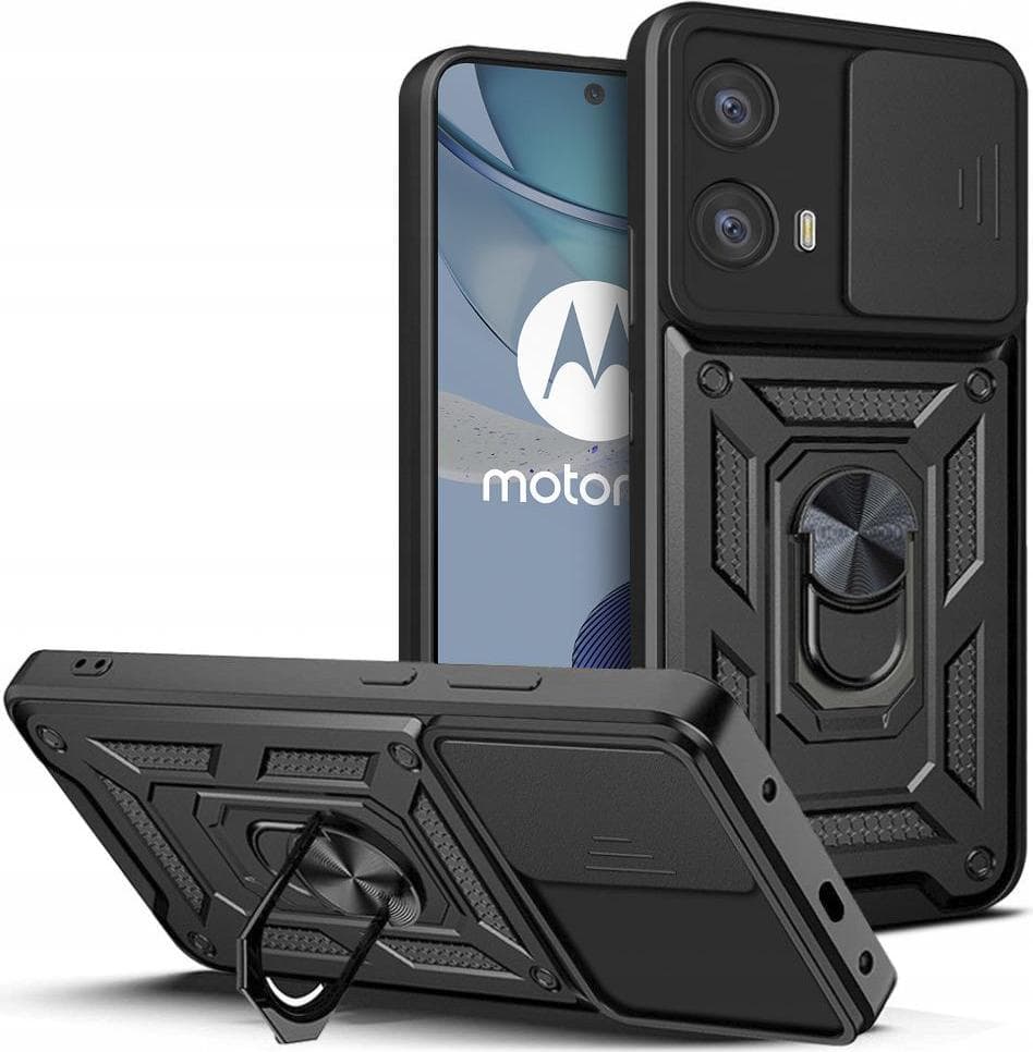 Хибриден удароустойчив кейс с пръстен против изпускане за Motorola Moto G73 5G - Tech-Protect CamShield Pro Hard Case (черен)