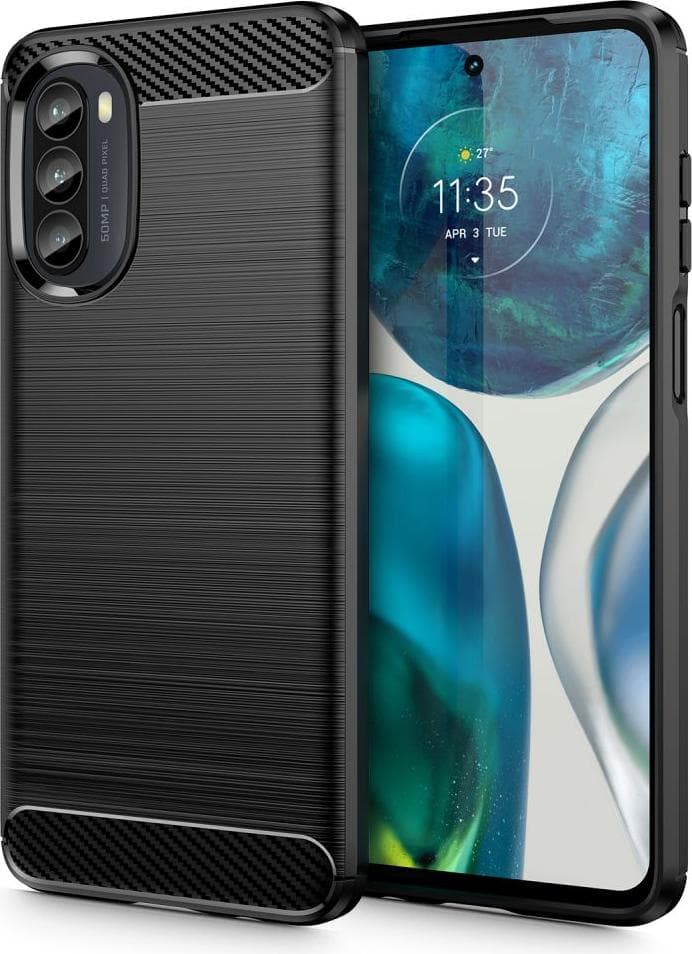 Тънък силиконов (TPU) калъф за Motorola Moto G52, Moto G82 - Tech-Protect Carbon Flexible TPU Case (черен)