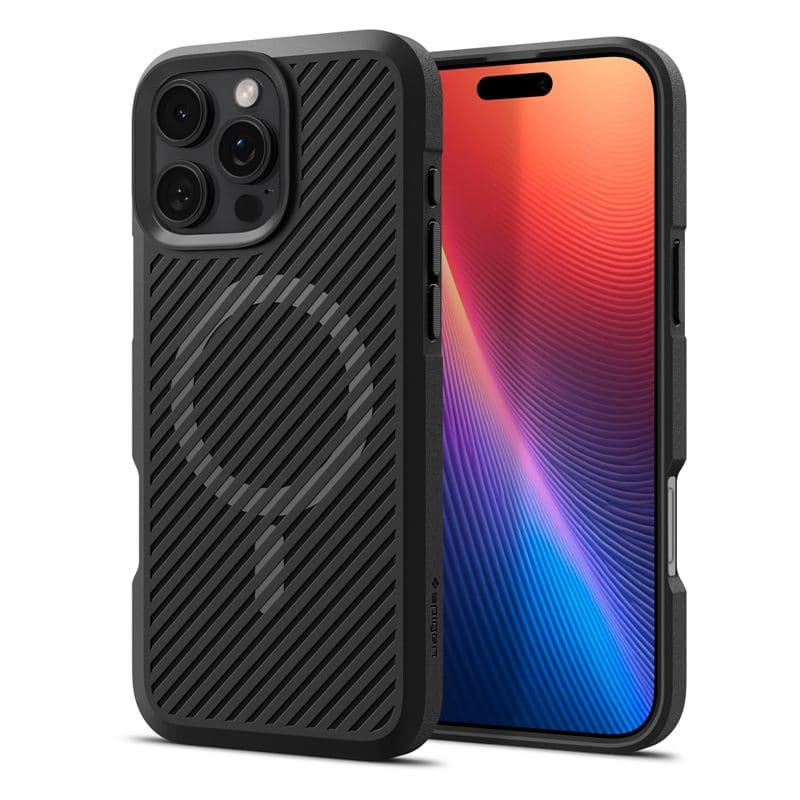 Калъф за Apple iPhone 16 Pro, силиконов, Spigen Core Armor MagSafe, удароустойчив, черен