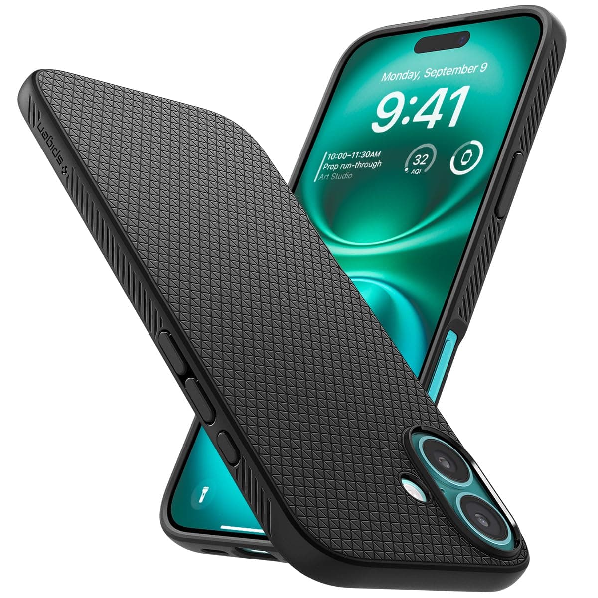 Калъф за Apple iPhone 16, силиконов, Spigen Liquid Air Case, удароустойчив, черен