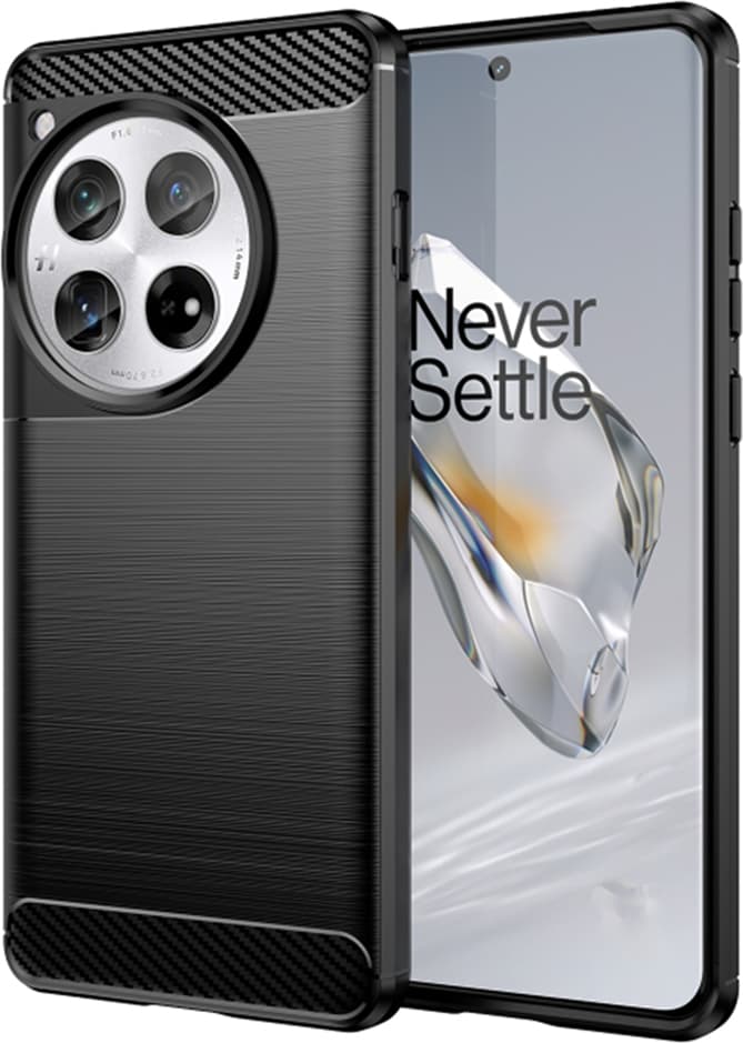 Калъф за OnePlus 12, термополиуретанов, Techsuit Carbon Silicone Case, удароустойчив, черен