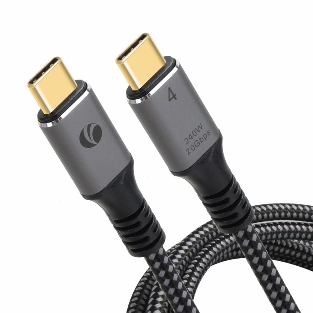 Кабел Vcom, от USB4.0 C(м) към USB4.0 C(м), 2m, черен, 240W, 20Gbps, 8K