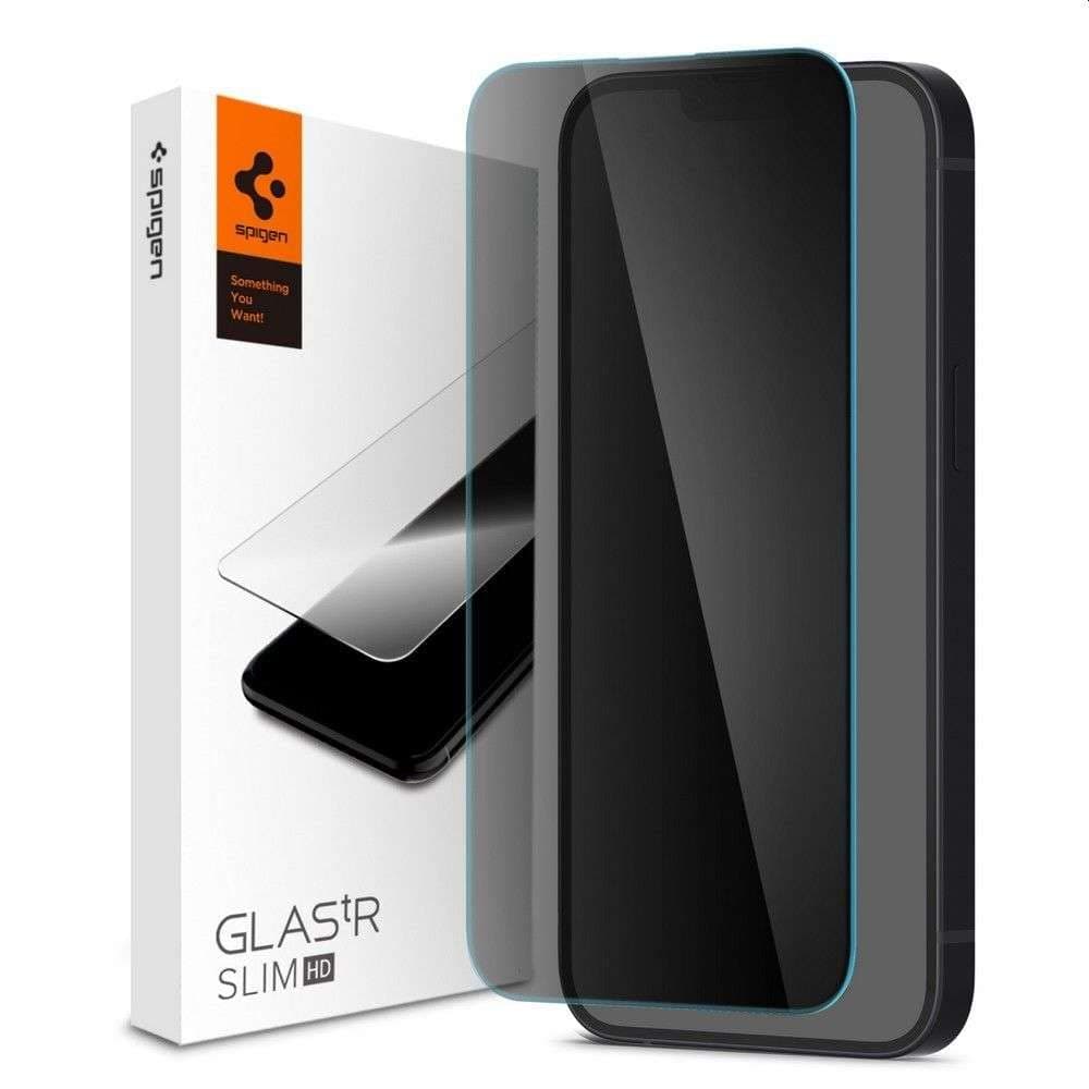 Протектор от закалено стъкло, Spigen Glass.Tr Slim Privacy Tempered Glass, за Apple iPhone 13/13 Pro