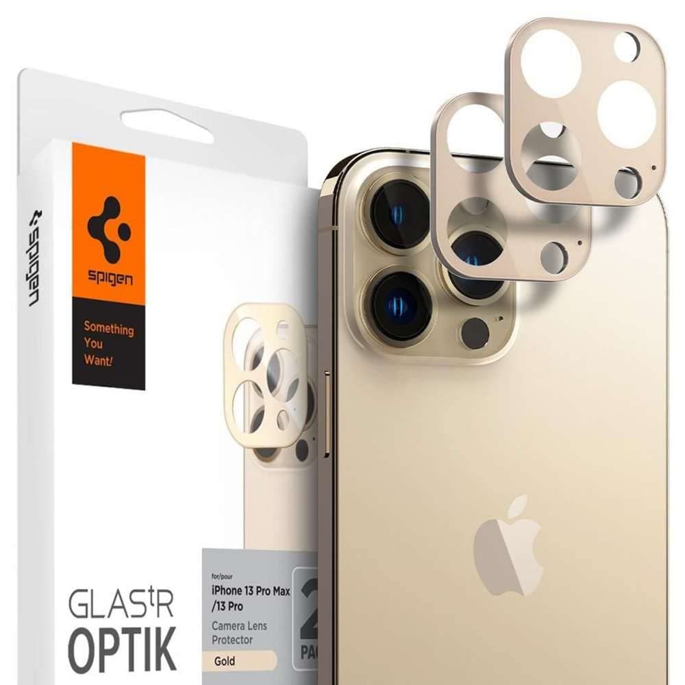 Протектор от закалено стъкло, Spigen Optik Lens Protector Yellow, за Apple iPhone 13 Pro/13 Pro Max
