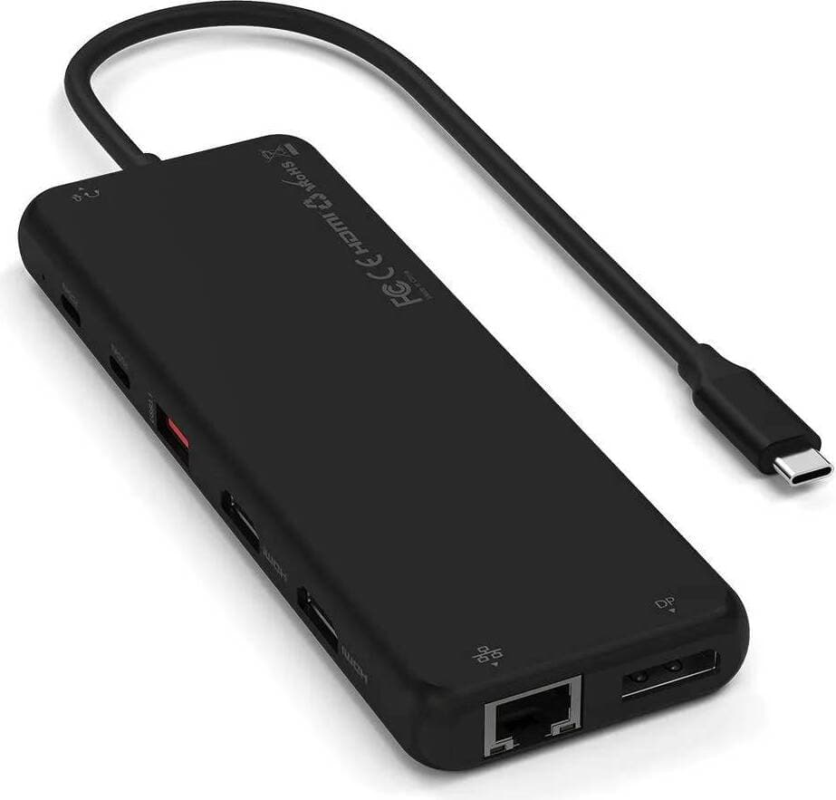 Докинг станция Satechi ST-P3D13K, от USB-C към 2x USB-C(PD), 6x USB-A, 1x DisplayPort, 2x HDMI, 1x AUX, 1x RJ45, черна