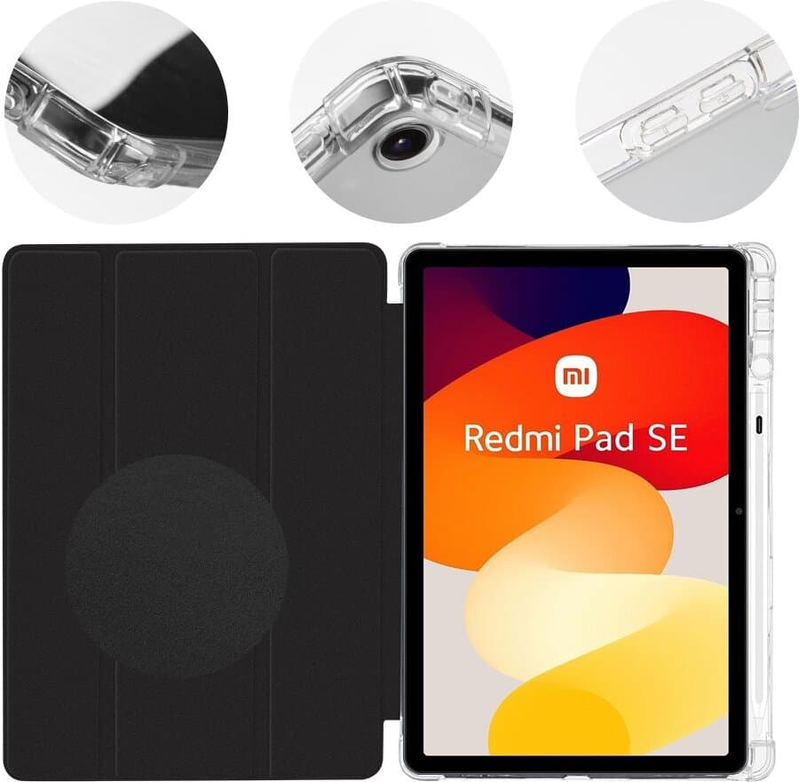 Термополиуретанов (TPU) кейс и поставка за Xiaomi Redmi Pad SE (черен-прозрачен) - OBALME MistyTab Case