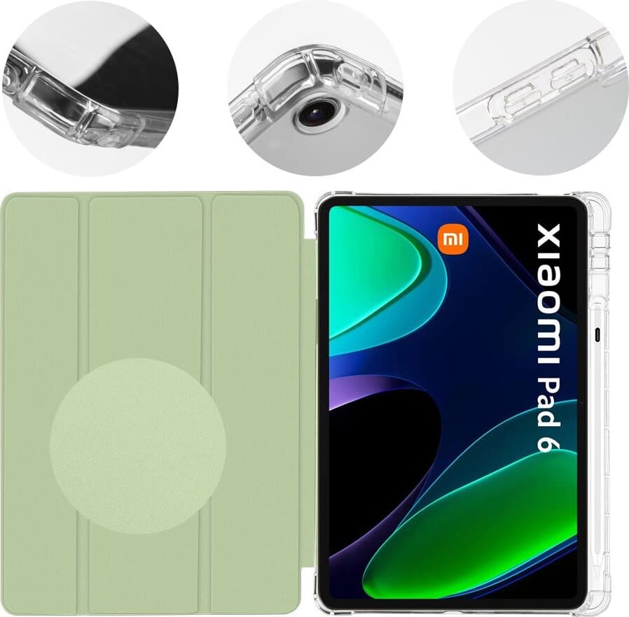 Термополиуретанов (TPU) кейс и поставка за Xiaomi Pad 6 (светлозелен-прозрачен) - OBALME MistyTab Case