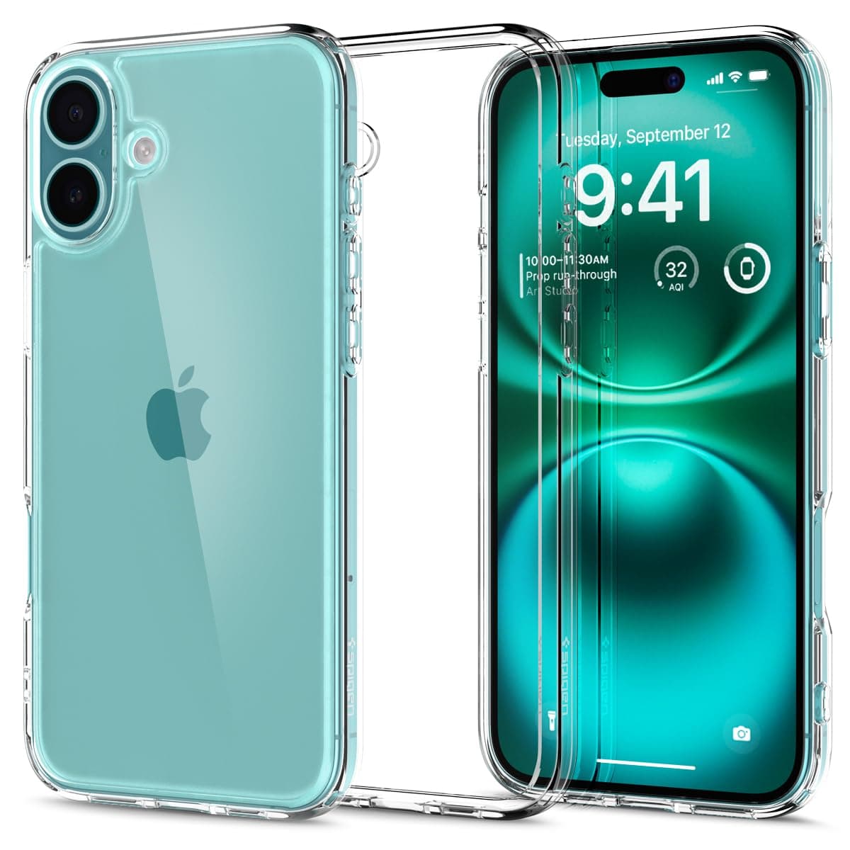 Калъф за Apple iPhone 16, хибриден (термополиуретан и поликарбонат), Spigen Ultra Hybrid Case, удароустойчив, прозрачен