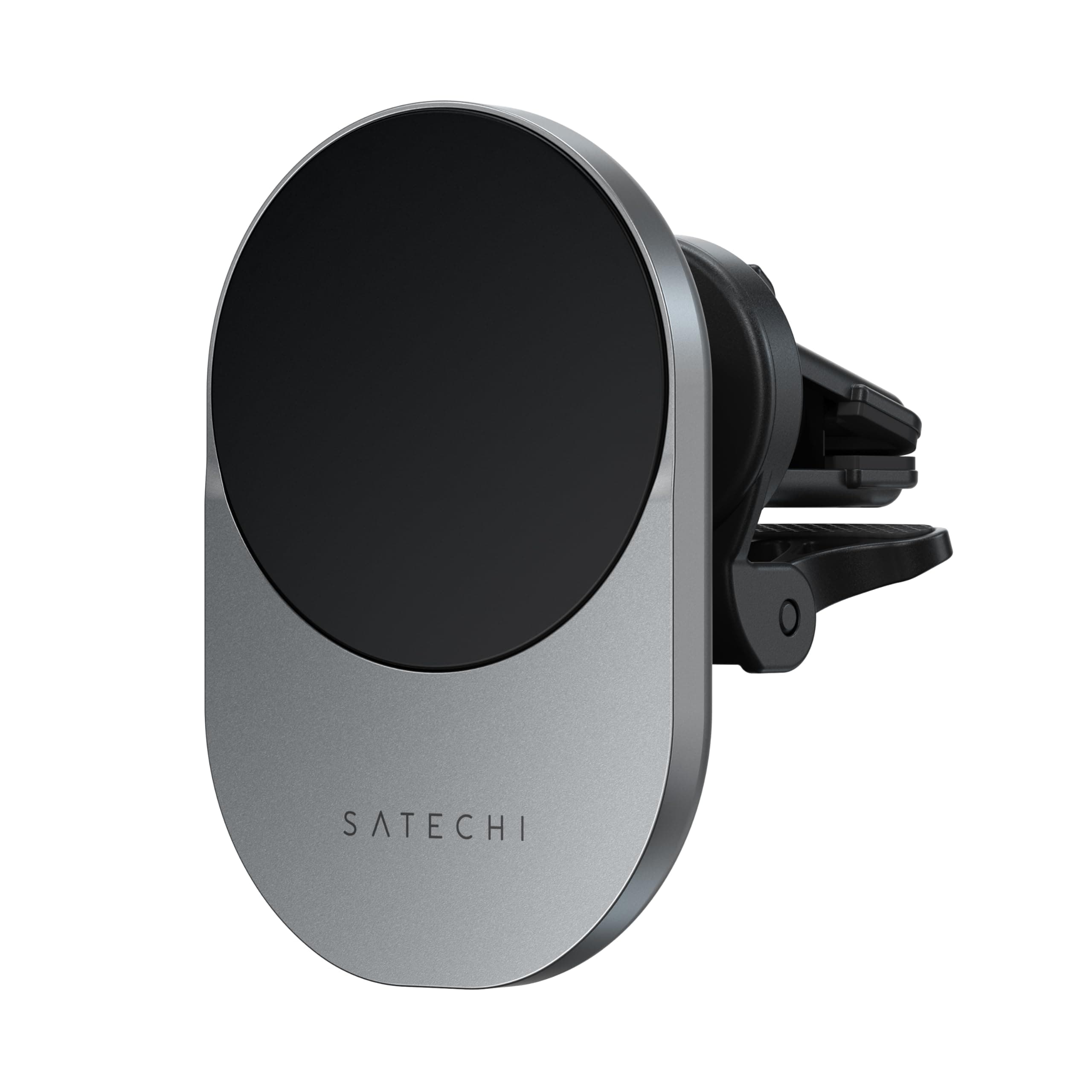 Магнитна стойка за телефон Satechi Qi2, универсална, за кола, безжично зареждане 15W, USB-C, сива