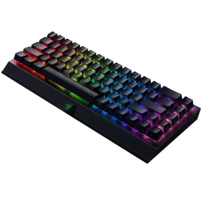 Клавиатура Razer BlackWidow V3 HyperSpeed (RZ03-03892000-R3M1), безжична, гейминг, механична, зелени Razer Green суичове, US подредба, RGB подсветка, черна, Bluetooth, USB