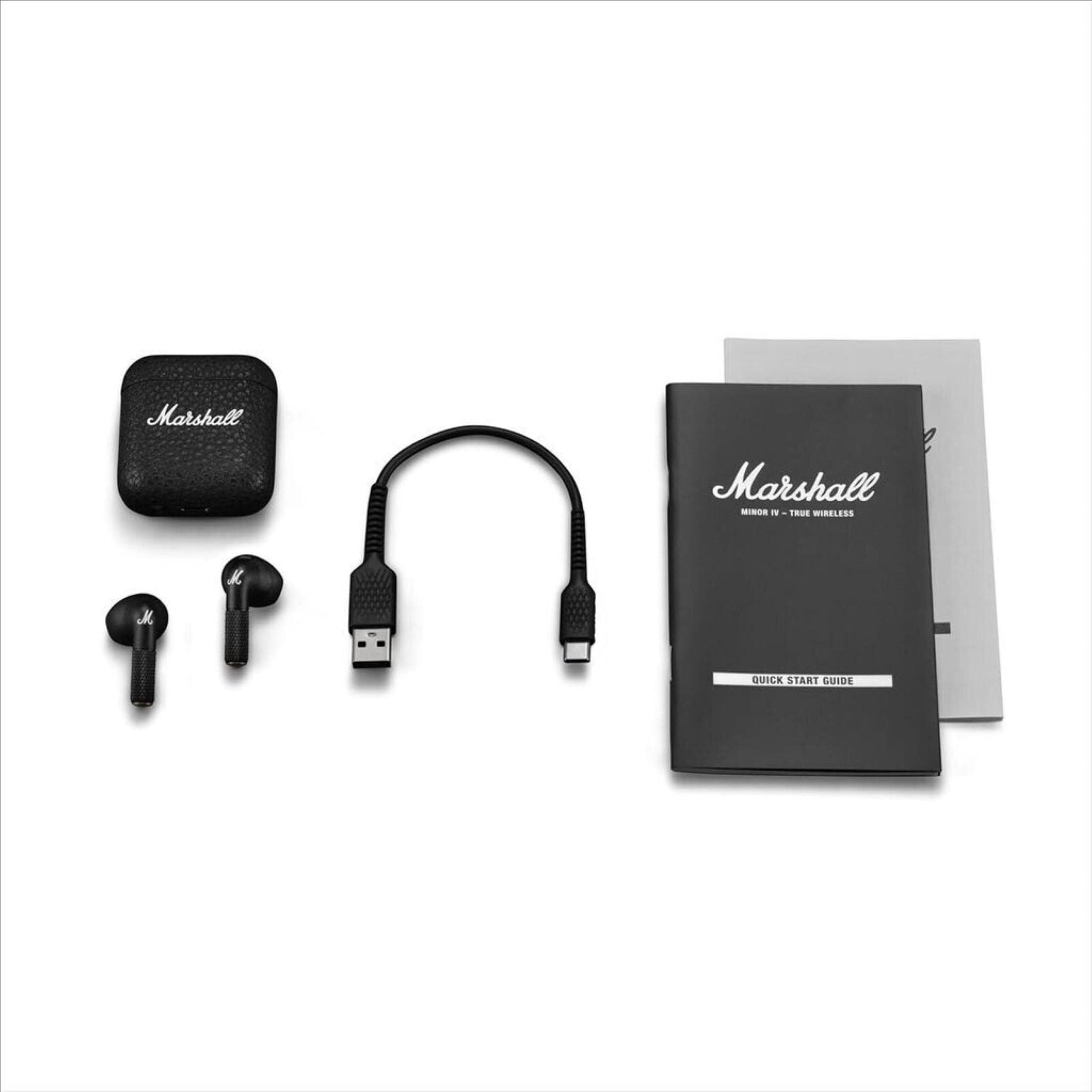 Слушалки Marshall Minor IV, безжични, Bluetooth, микрофон, IPX4 защита, 12mm говорители, черни