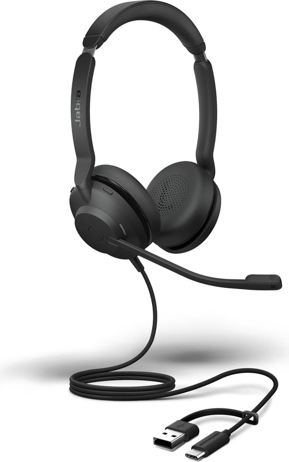 Слушалки Jabra Evolve2 30 SE Stereo, USB, 2 микрофона, 28mm говорители, сертифицирани за Microsoft Teams, черни