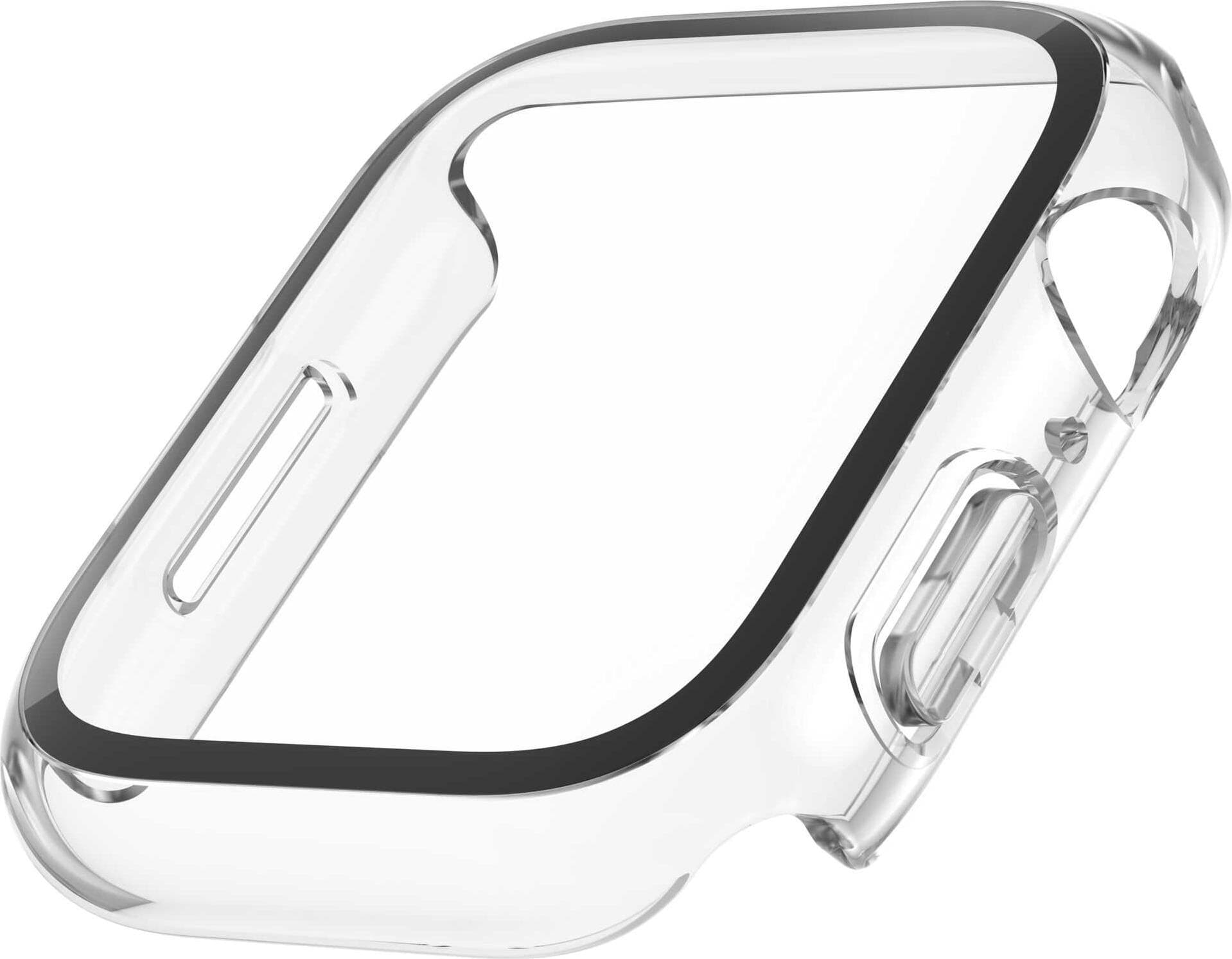 Качествен твърд кейс с вграден стъклен протектор за дисплея на Apple Watch 8 45мм, Apple Watch 7 45мм - Belkin ScreenForce Bumper and Glass (прозрачен)