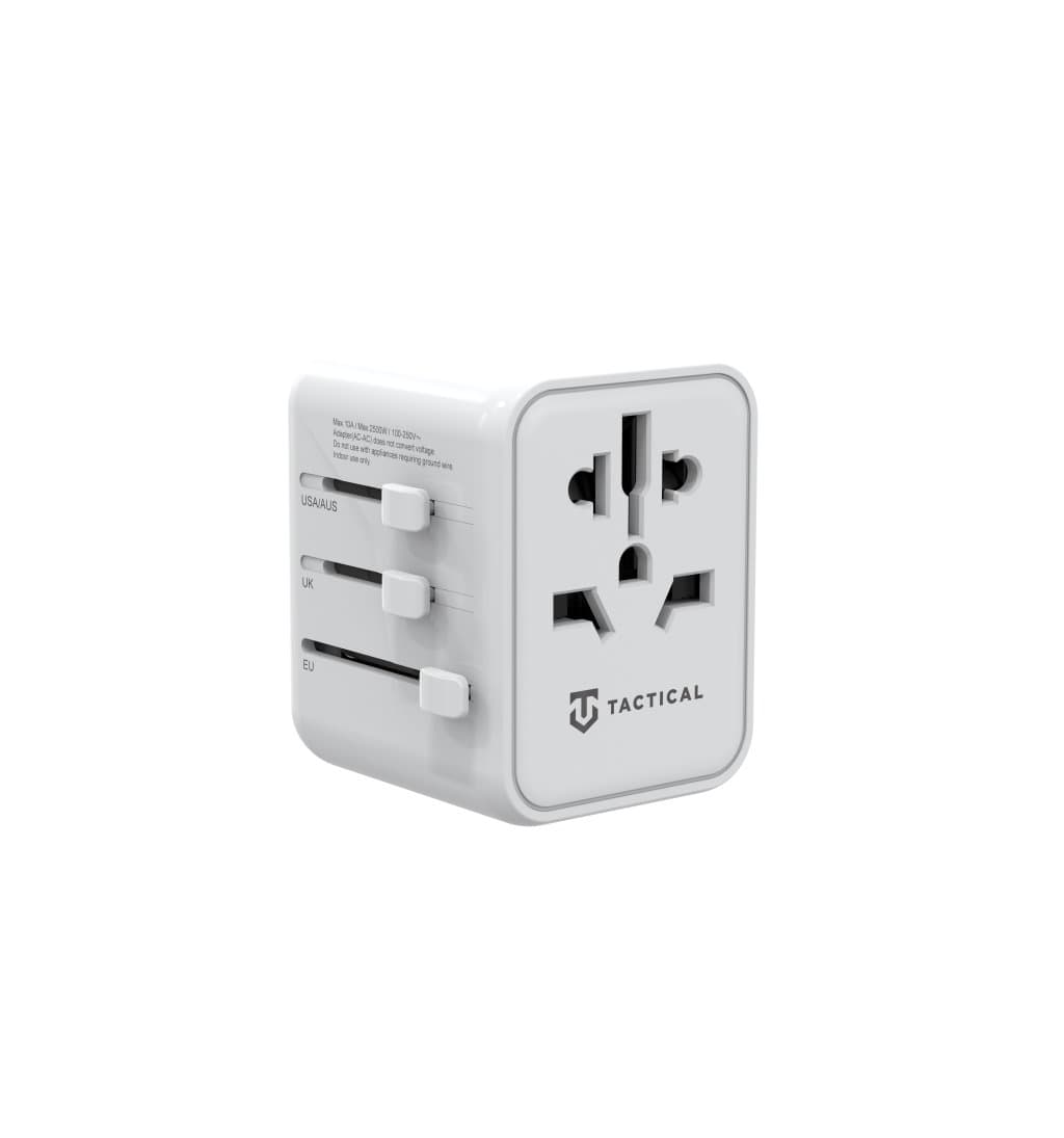 Зарядно устройство Tactical 637AV, от EU/UK/US/AUS към EU/UK/US/AUS, 1x USB C(ж), 1x USB A(ж), 5V/2.4A, бяло, 12W