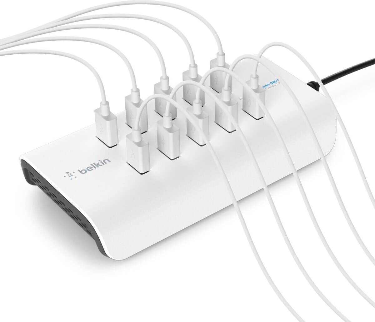 Захранване с 10хUSB-A портове за мобилни устройства (бял) - Belkin RockStar 10-Port USB-A Charging Station 120W