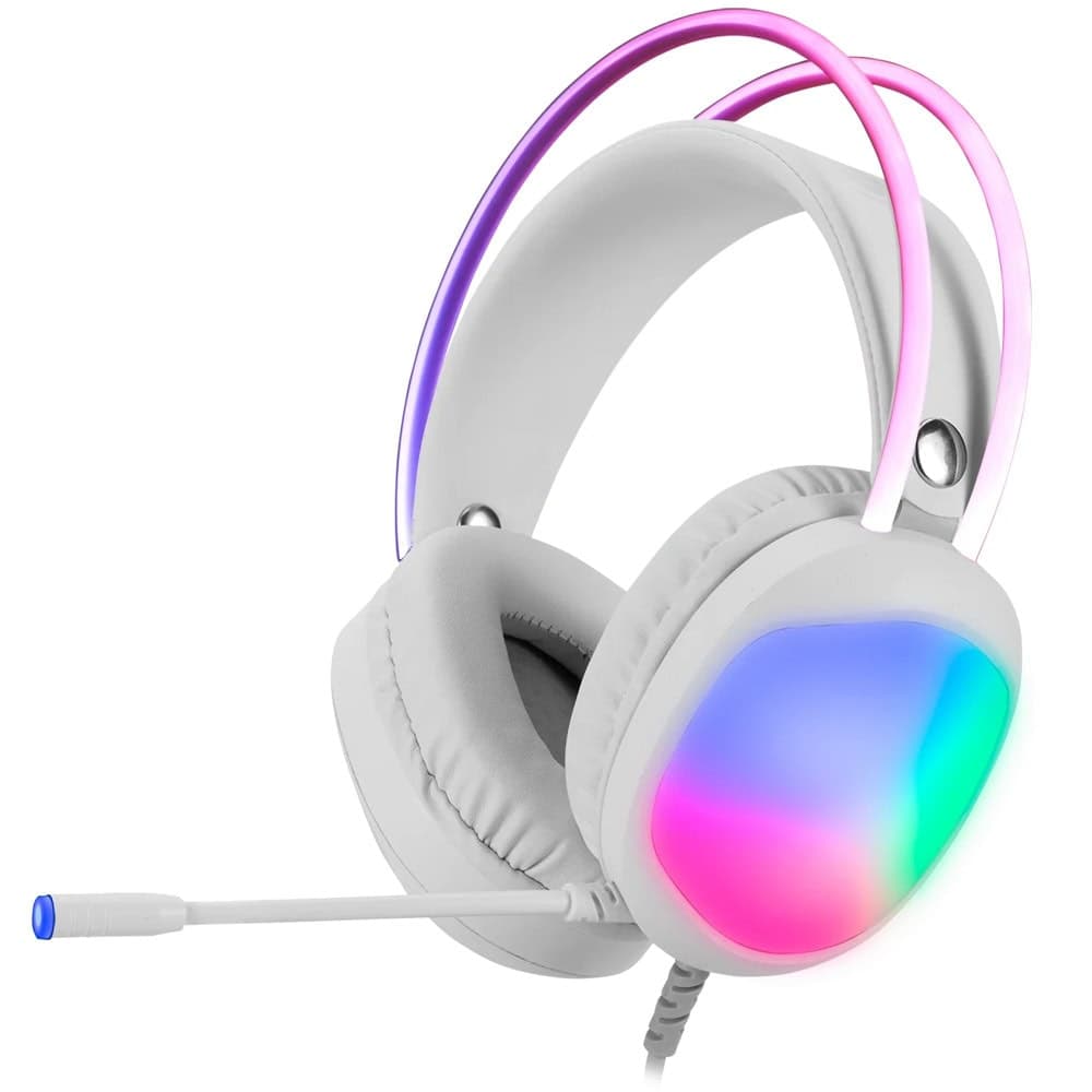 Слушалки Marvo HG8959, USB, Jack 3.5mm, микрофон, гейминг, 50mm говорители, RGB подсветка, бели