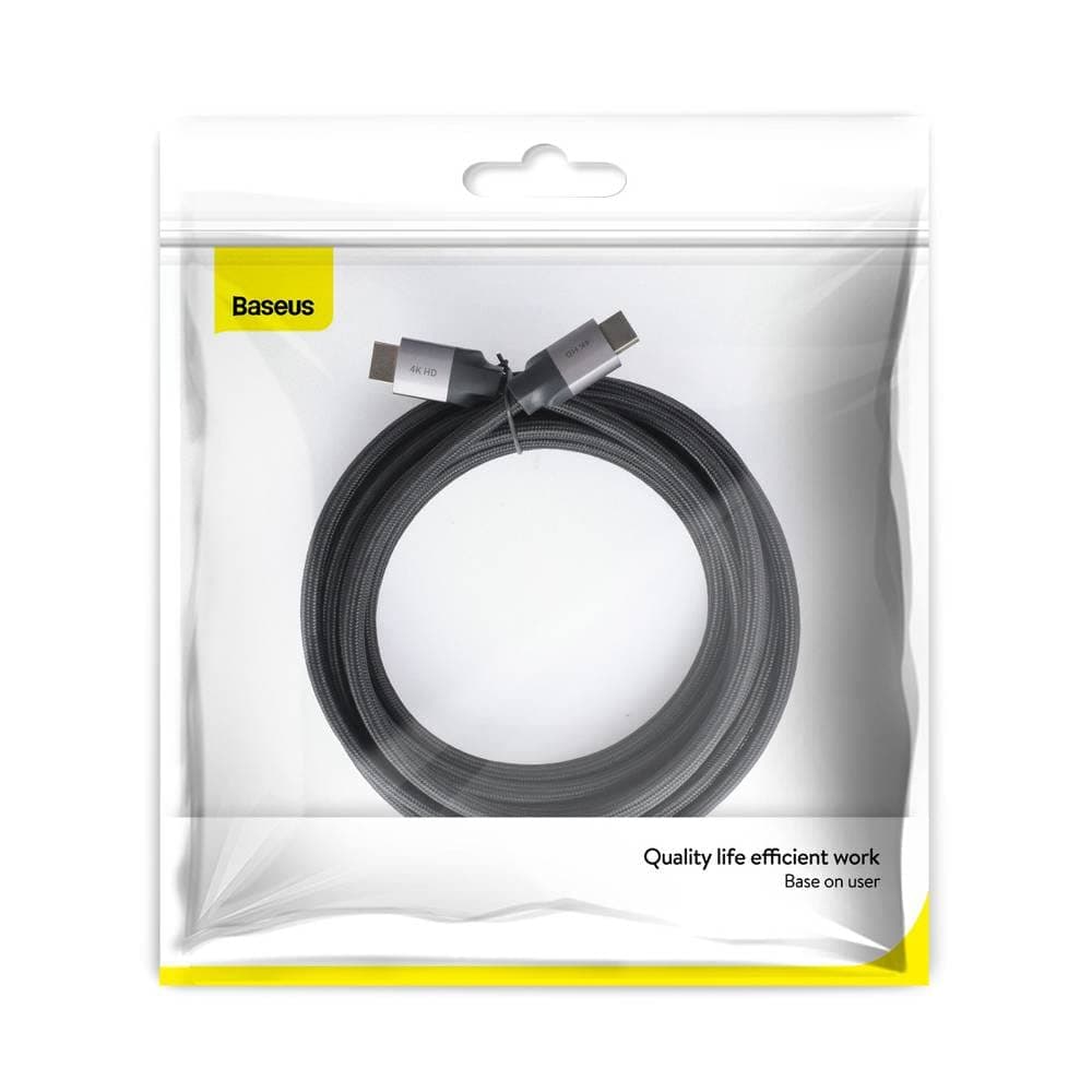 Кабел Baseus CAKSX-D0G, от HDMI(м) към HDMI(м), 3m, 4K@60Hz, черен
