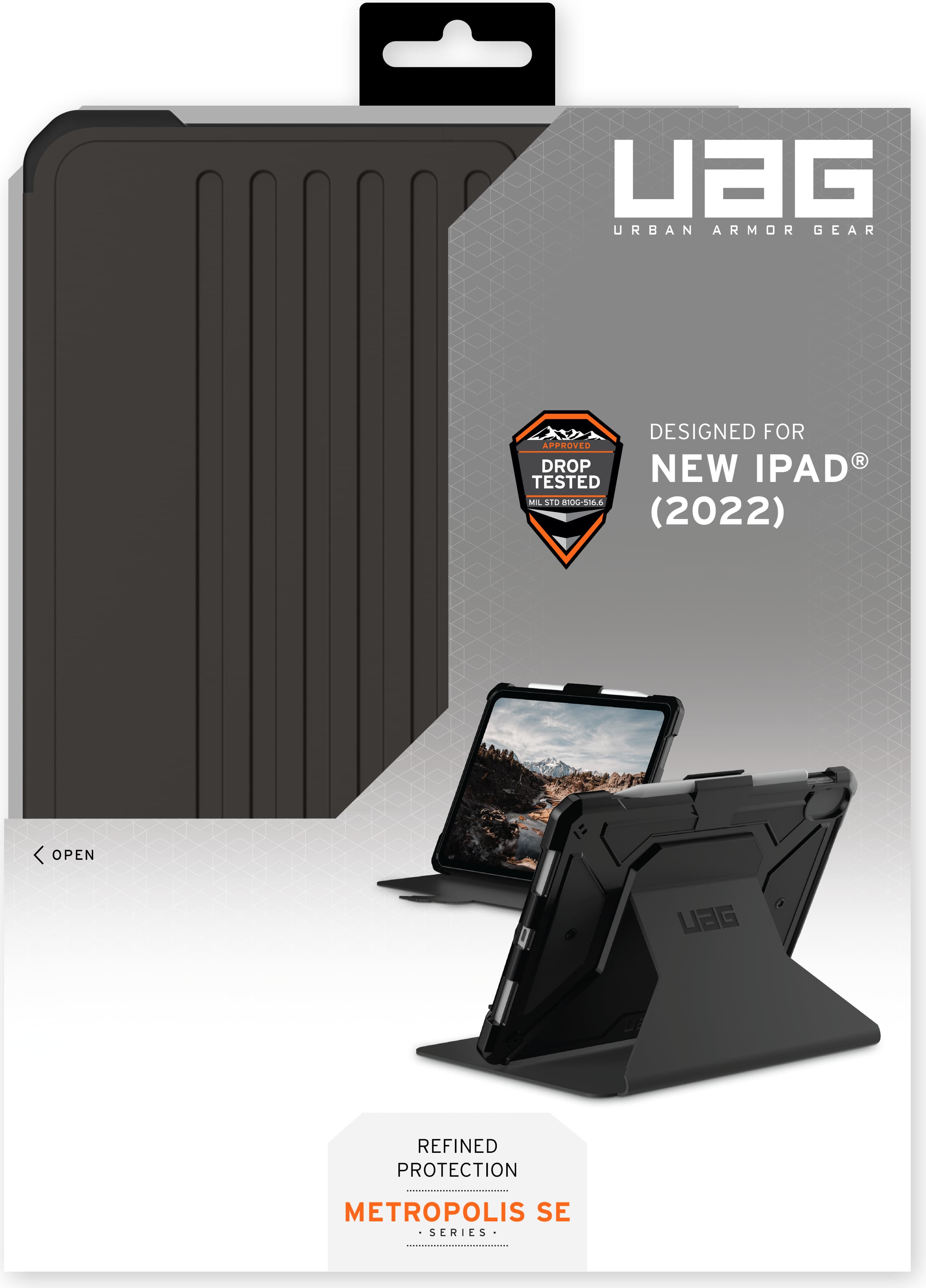 Удароустойчив хибриден кейс от най-висок клас за iPad 10 (2022), iPad 11 (2025) - Urban Armor Gear Metropolis SE Case (черен)