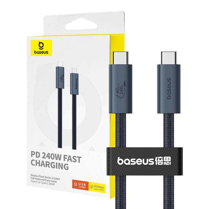 Кабел Baseus Flash (CB000068), от USB-C(м) към USB-C(м), 1m, 240W, черен
