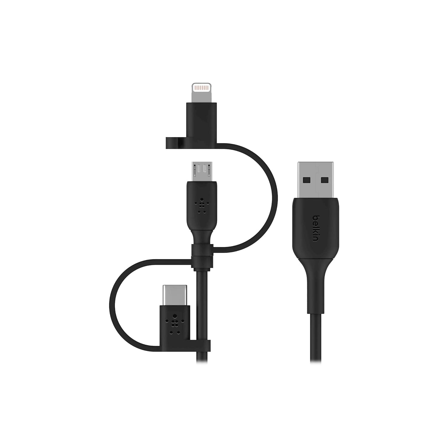 Кабел Baseus, от USB A (м) към 1x USB C(м), 1x Lightning(м), 1x MicroUSB(м), 1m, черен