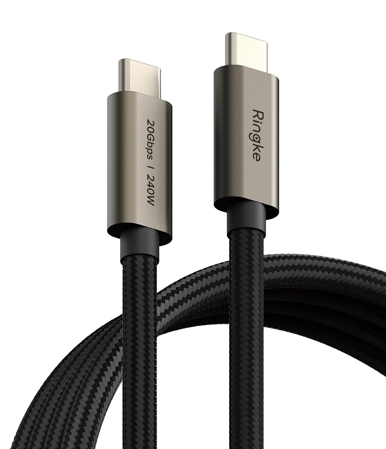 Кабел Ringke RGK1951, от USB C(м) към USB C(м), 2m, 240W, черен