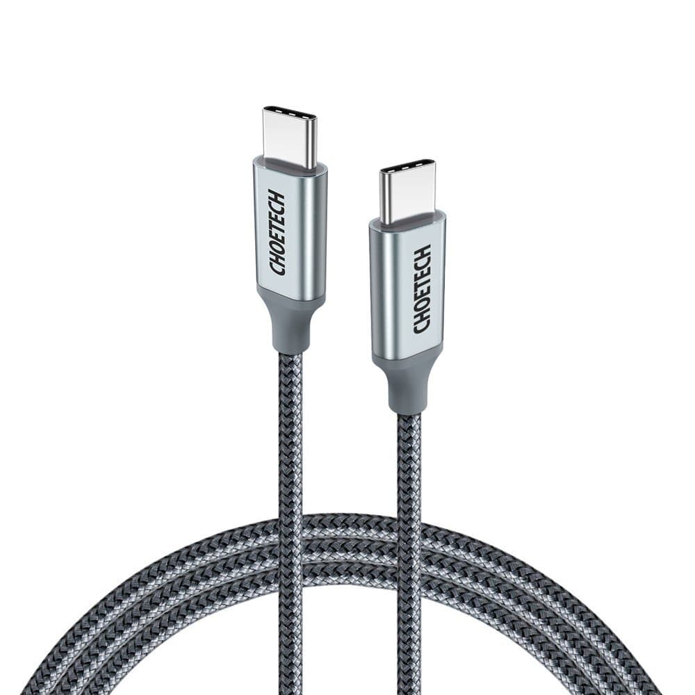 Кабел Choetech XCC-1002-GY, от USB C(м) към USB C(м), 1.8m, 100W, черен