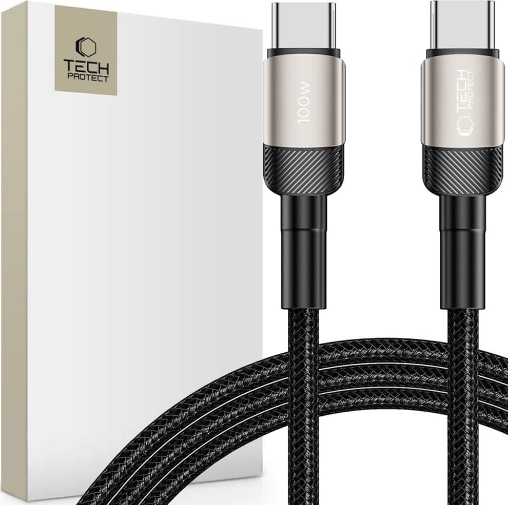 Кабел Tech-Protect THP2599, от USB C(м) към USB C(м), 2m, 100W, черен