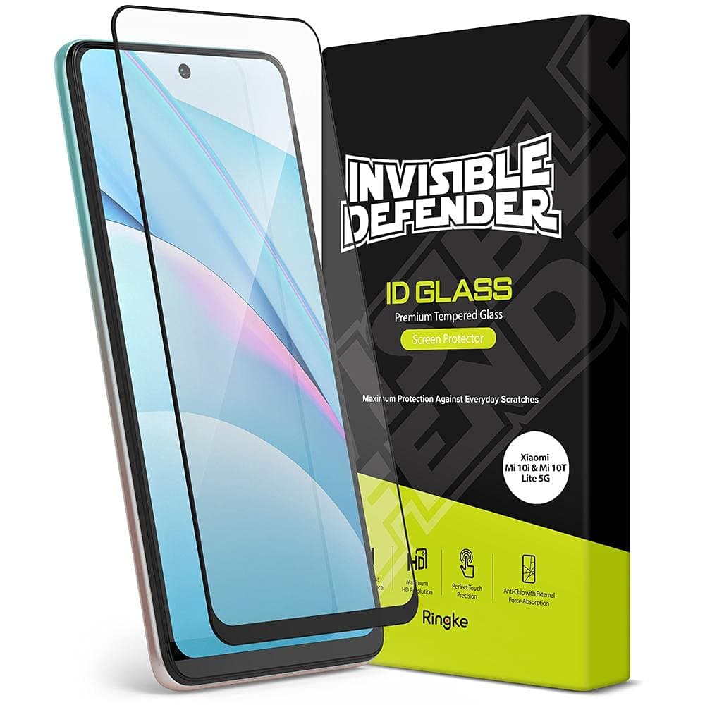 Протектор от закалено стъкло /Tempered Glass/ Ringke Invisible Defender Full Cover Tempered Glass 3D, за Xiaomi Mi 10T Lite 5G, Mi 10i 5G, черен/прозрачен