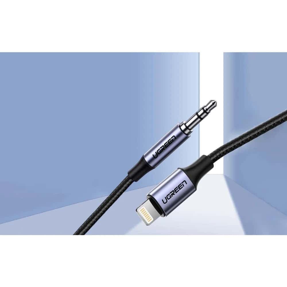 Кабел Ugreen US315, от Lightning(м) към AUX(м), 1m, черен