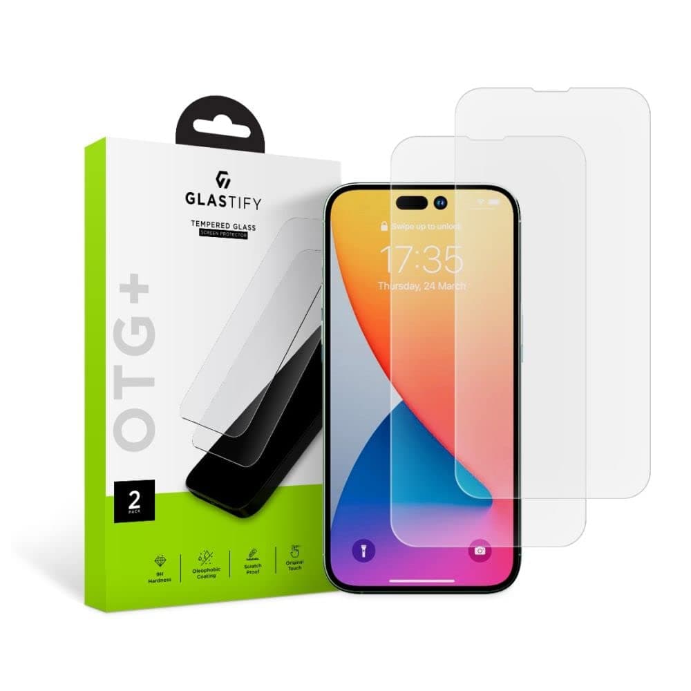 Протектор от закалено стъкло /Tempered Glass/ Glastify OTG Plus 2.5D Tempered Glass, 2 броя, за Apple iPhone 14 Pro