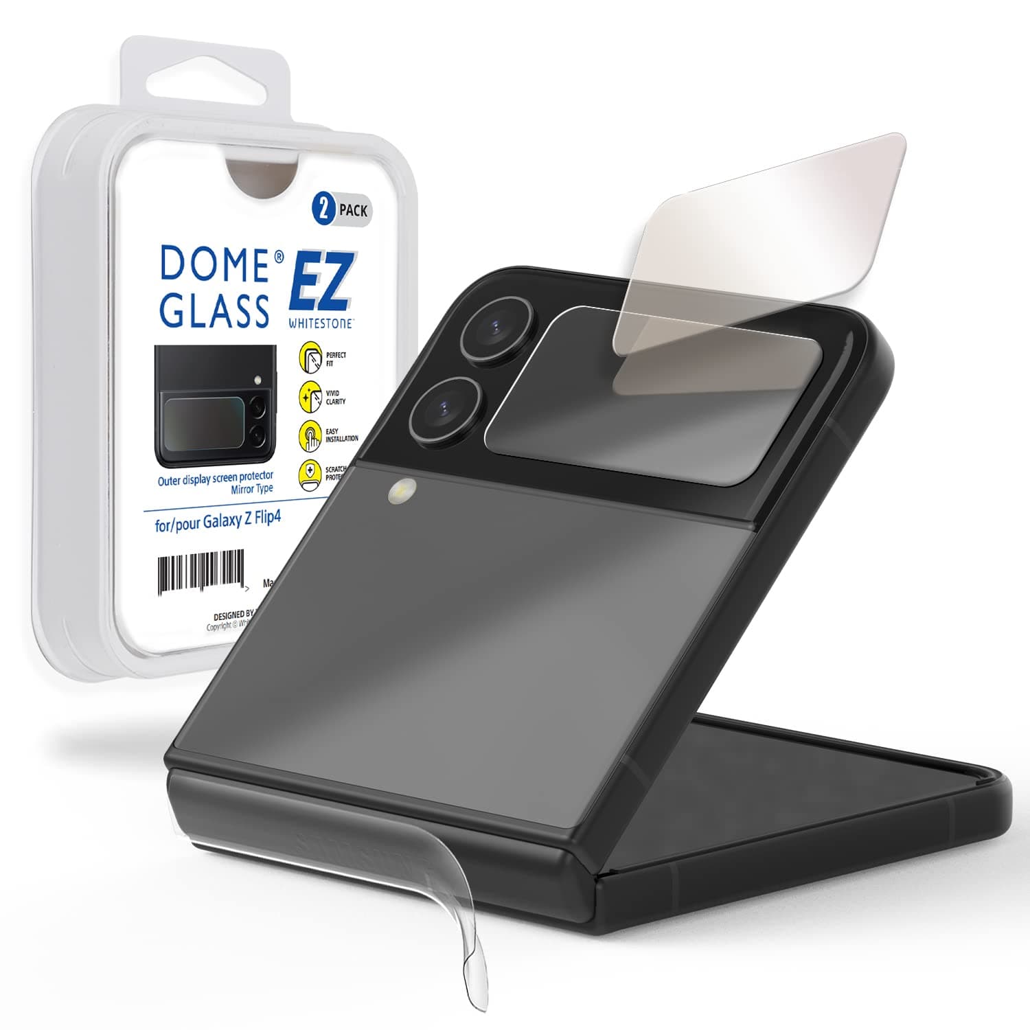 Протектор от закалено стъкло /Tempered Glass/ Whitestone Ez Tempered Glass Protection, 2 броя, за Samsung Galaxy Z Flip 4