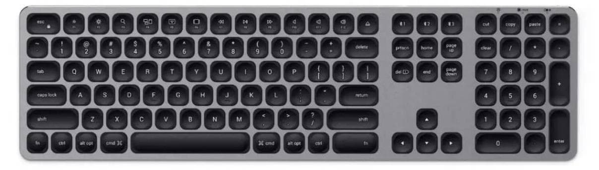 Клавиатура Satechi Aluminum Wireless Keyboard, безжична, Bluetooth, за Apple устройства, сива