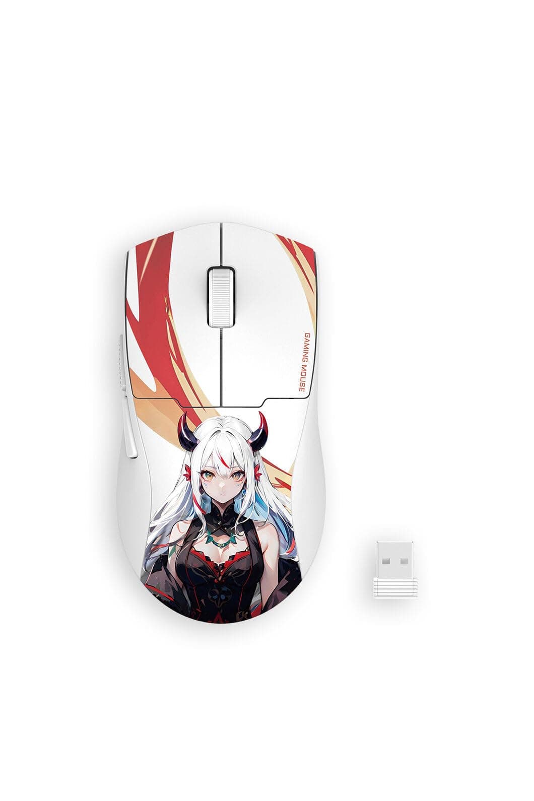 Мишка Redragon K1ng Max Anime, оптична (26 000 dpi), безжична/жична, Bluetooth, USB, USB-C, бяла, гейминг, Optical Pixart PAW3395 сензор