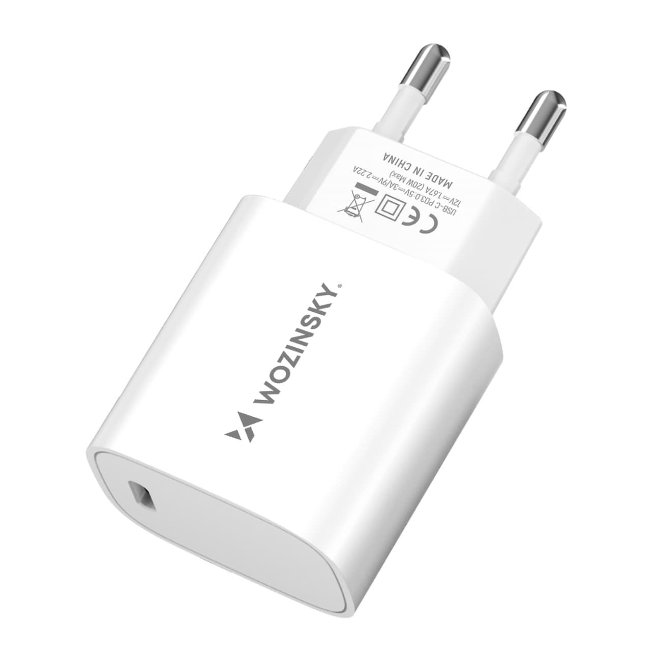 Захранване за ел. мрежа 20W с USB-C изход и технология за бързо зареждане - Wozinsky Fast Wall Charger USB-C 20W PD (бял)