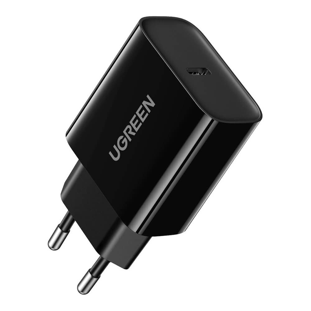 Зарядно устройство Ugreen CD137, от контакт към 1x USB C(ж), 12V/1.67A, черно, QC4+, 20W