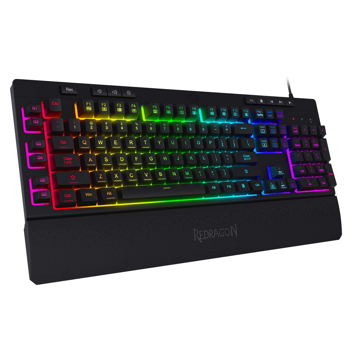 Клавиатура Redragon Shiva K512RGB-BK, 6 програмируеми макро клавиша, 12 Мултимедийни клавиши, RGB LED подсветка, USB, черна