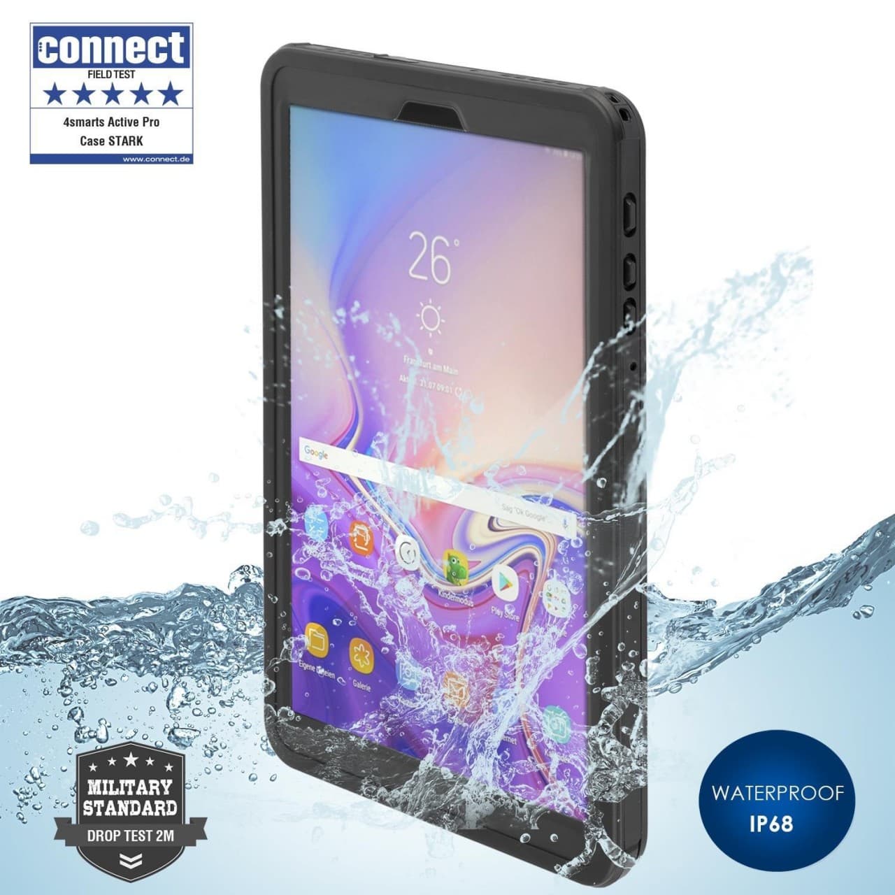 Ударо и водоустойчив калъф за Samsung Galaxy Tab A 10.5 - 4smarts Rugged Case Active Pro STARK (черен)