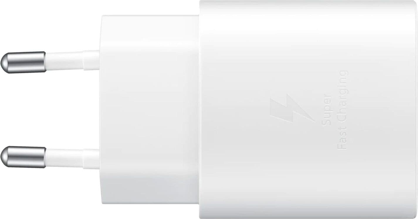 Зарядно устройство Samsung Super Fast Travel Charger, от контакт към USB-C (ж), 25W, бяло