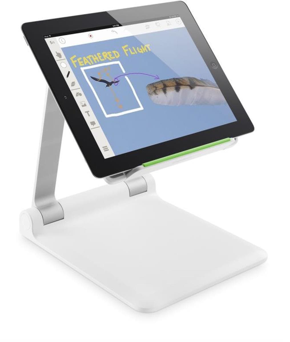 Преносима сгъваема поставка за презентации за iPad и други таблети - Belkin Tablet Stage Stand (бял)