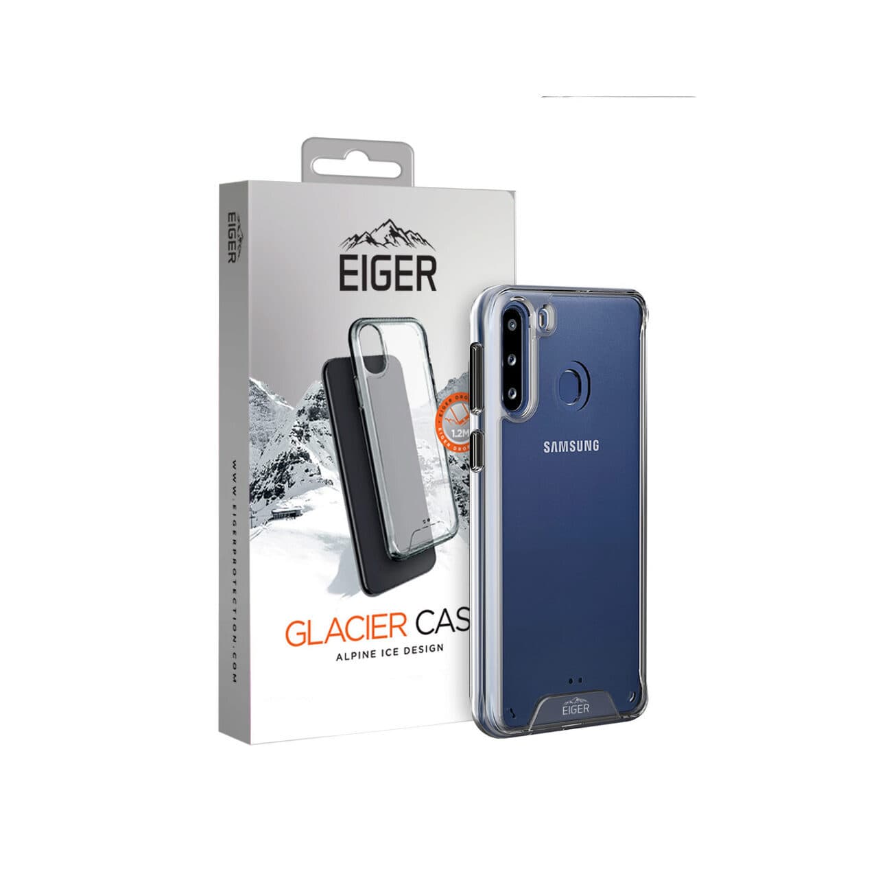 Удароустойчив хибриден кейс за Samsung Galaxy A21 - Eiger Glacier Case (прозрачен)