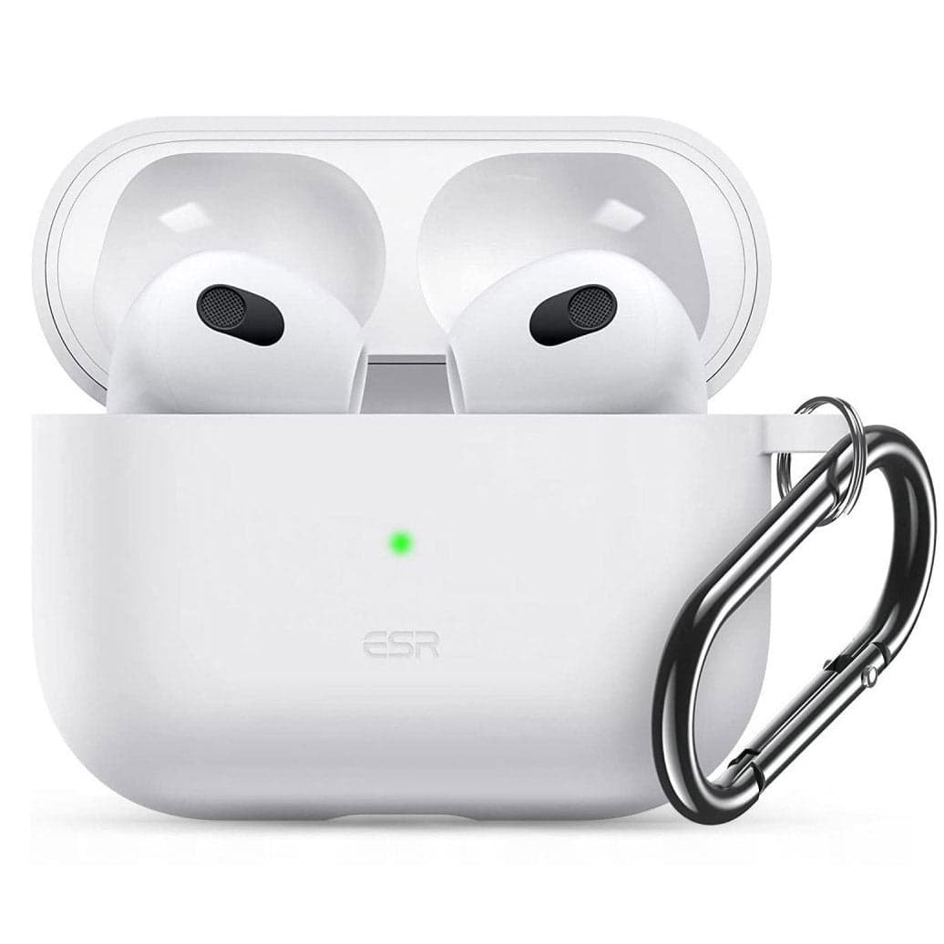 Силиконов калъф с карабинер за Apple AirPods 3 - ESR AirPods 3 Bounce Carrying Case (бял)