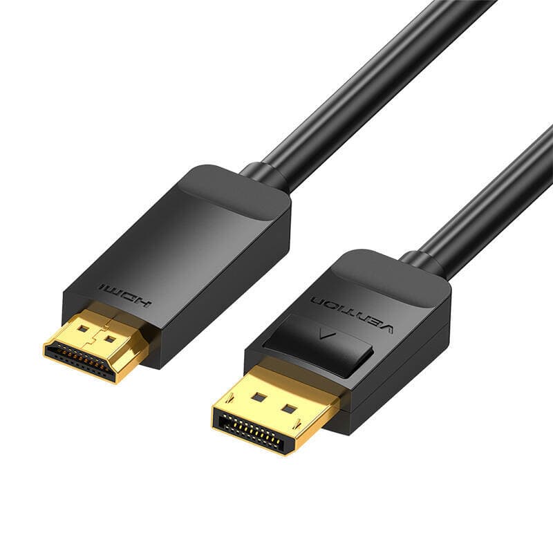 Кабел Vention HAGBI, от DisplayPort(м) към HDMI(м), 3m, черен, 3840x2160@30Hz, позлатени конектори