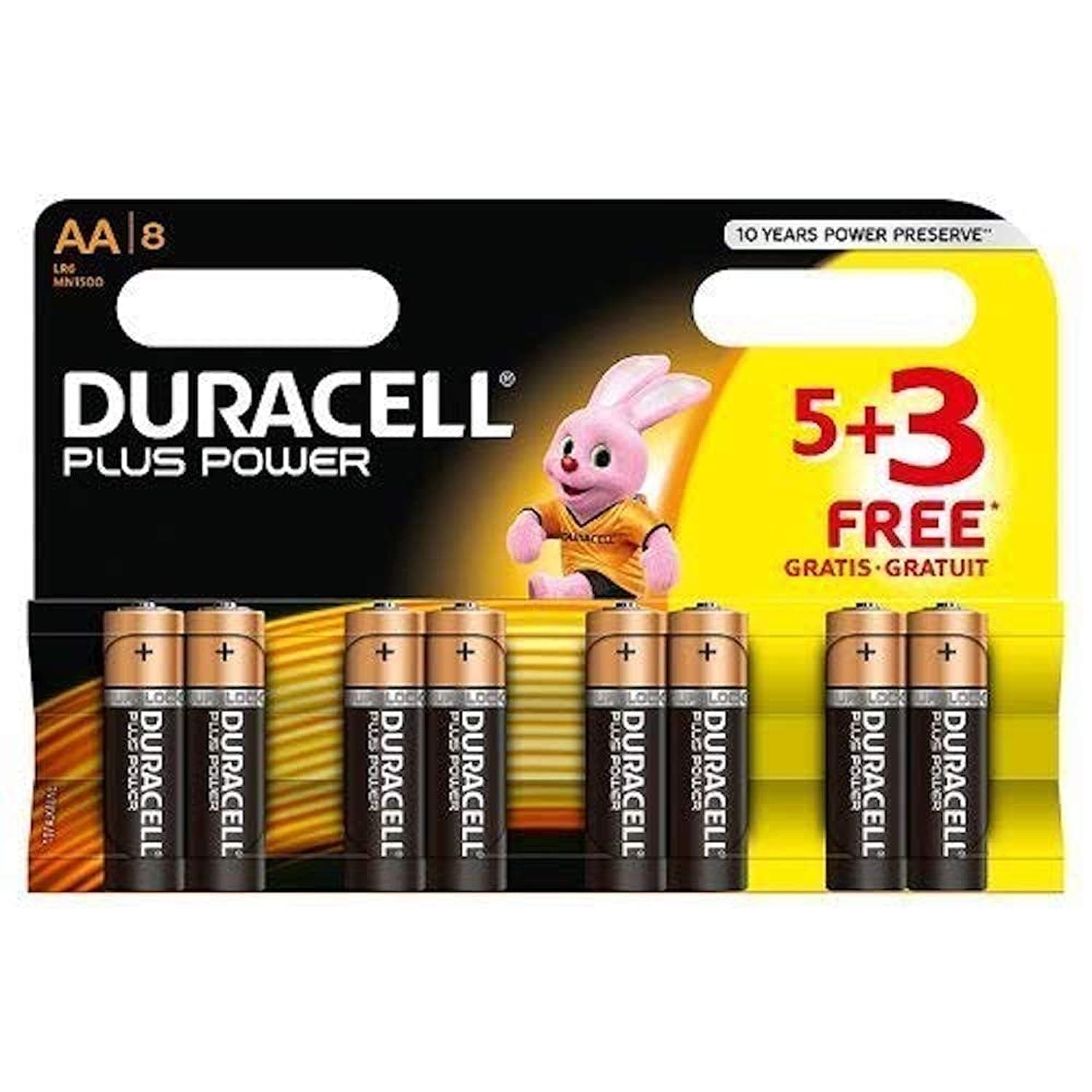 DURACELL AA алкални, батерии, 8 бр.