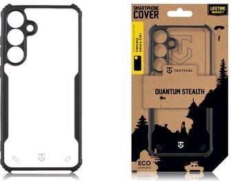Хибриден удароустойчив кейс за Samsung Galaxy S25 Plus - Tactical Quantum Stealth Hybrid Case (черен-прозрачен)