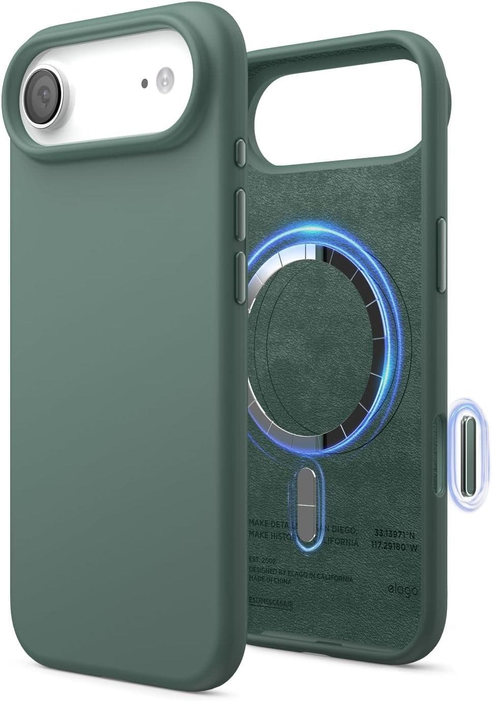 Силиконов (TPU) калъф с MagSafe за iPhone 17 Air - Elago Magnetic Soft Silicone Case (тъмнозелен)