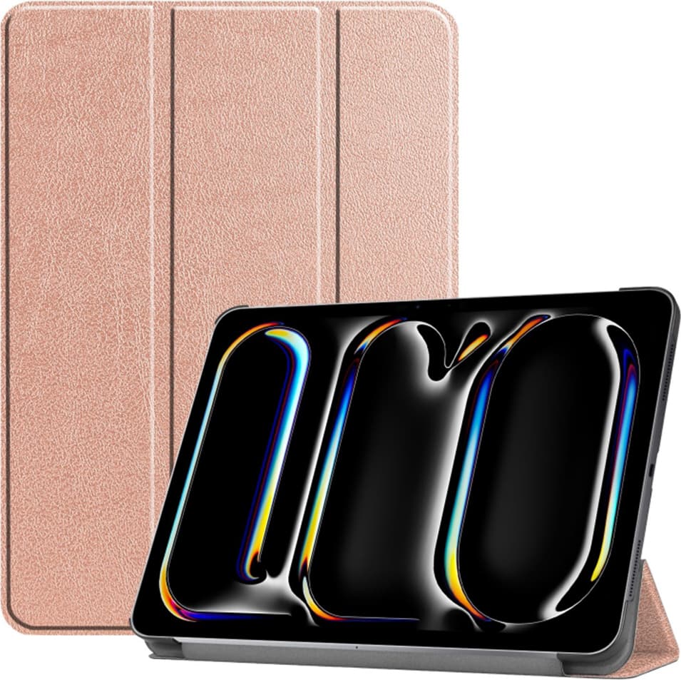 Кожен кейс и поставка за iPad Pro 13 (2024) - Techsuit FoldPro Leather Case (розово злато)
