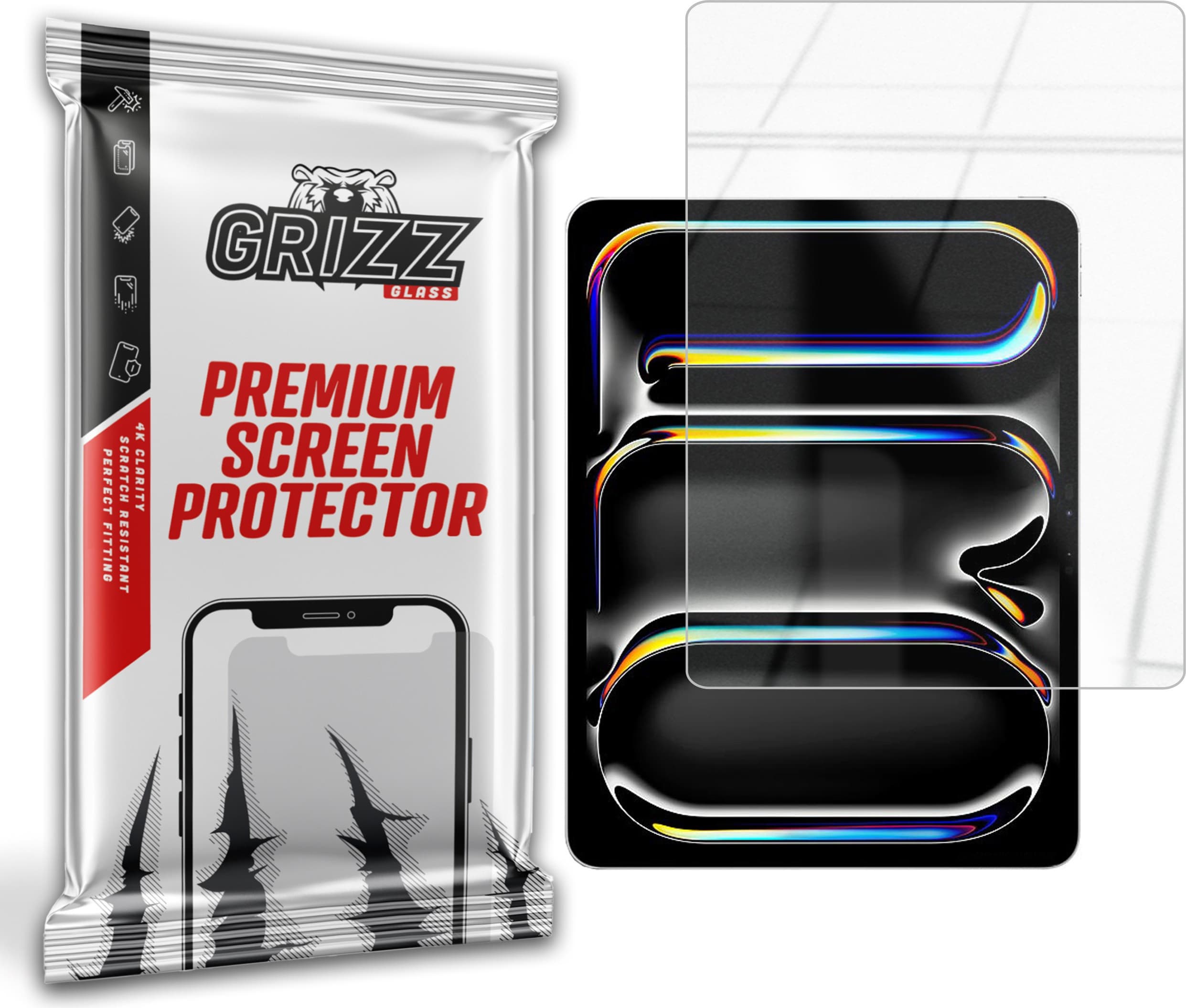 Хибридно стъклено защитно покритие за дисплея на iPad Pro 13 (2024) - GrizzGlass HybridGlass Screen Protector (прозрачен)